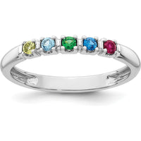 14K White Gold Mother's Ring with Prong Set Sapphire, Ruby, Emerald, Peridot, and Citrine Stones by Oro Pregiato