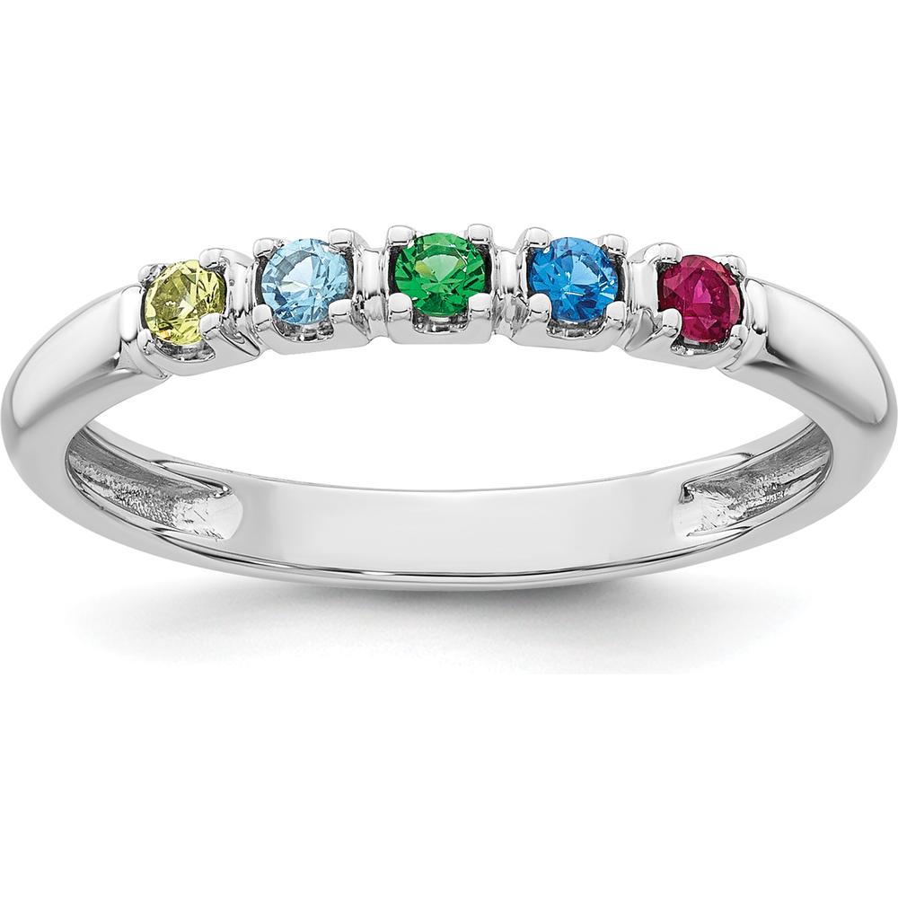 14K White Gold Mother's Ring with Prong Set Sapphire, Ruby, Emerald, Peridot, and Citrine Stones by Oro Pregiato