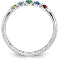 14K White Gold Mother's Ring with Prong Set Sapphire, Ruby, Emerald, Peridot, and Citrine Stones by Oro Pregiato