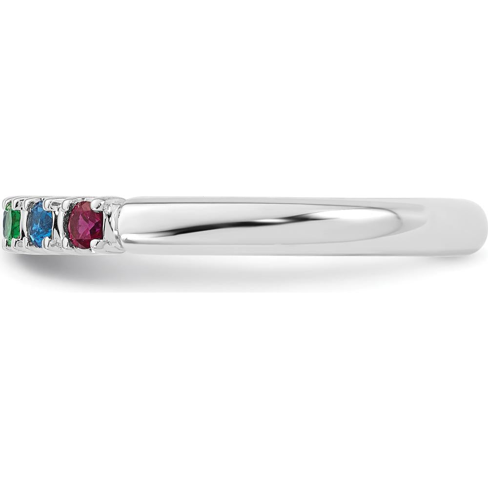 14K White Gold Mother's Ring with Prong Set Sapphire, Ruby, Emerald, Peridot, and Citrine Stones by Oro Pregiato