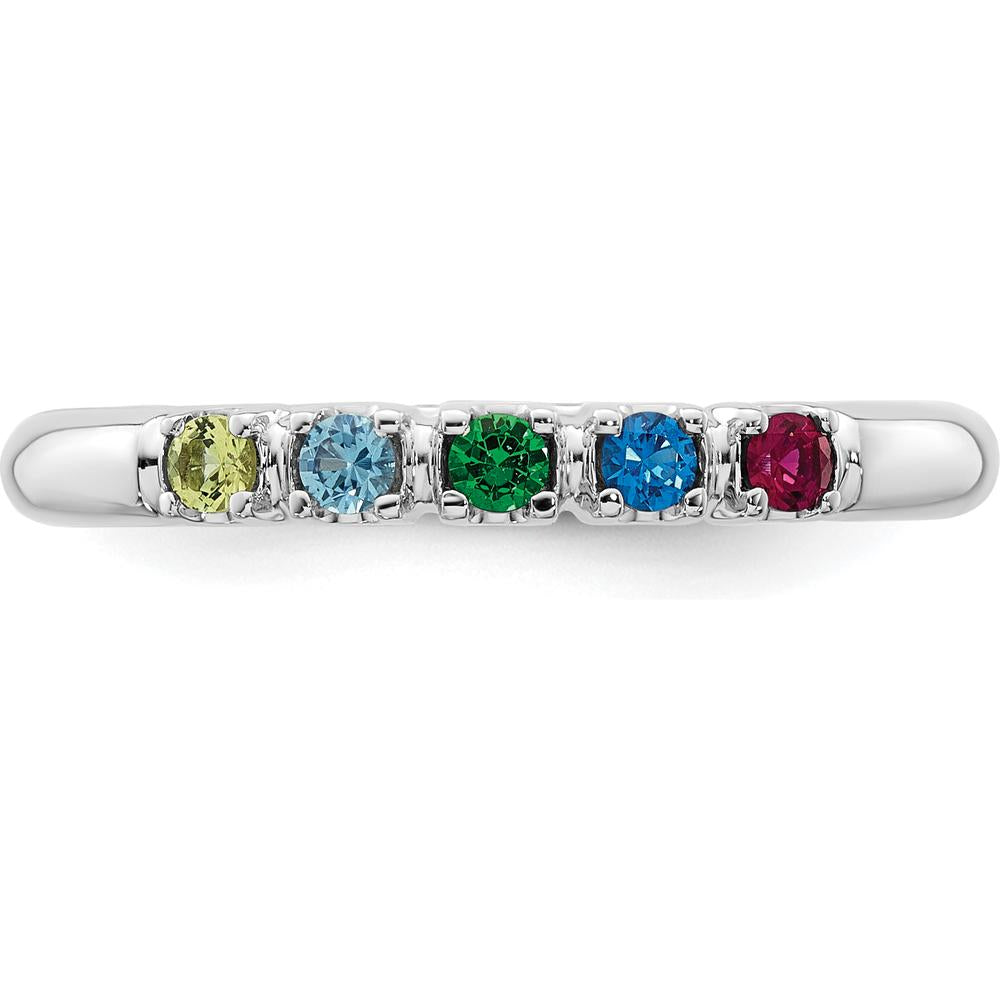 14K White Gold Mother's Ring with Prong Set Sapphire, Ruby, Emerald, Peridot, and Citrine Stones by Oro Pregiato