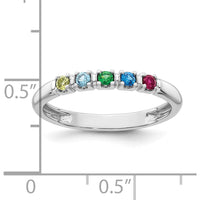 14K White Gold Mother's Ring with Prong Set Sapphire, Ruby, Emerald, Peridot, and Citrine Stones by Oro Pregiato