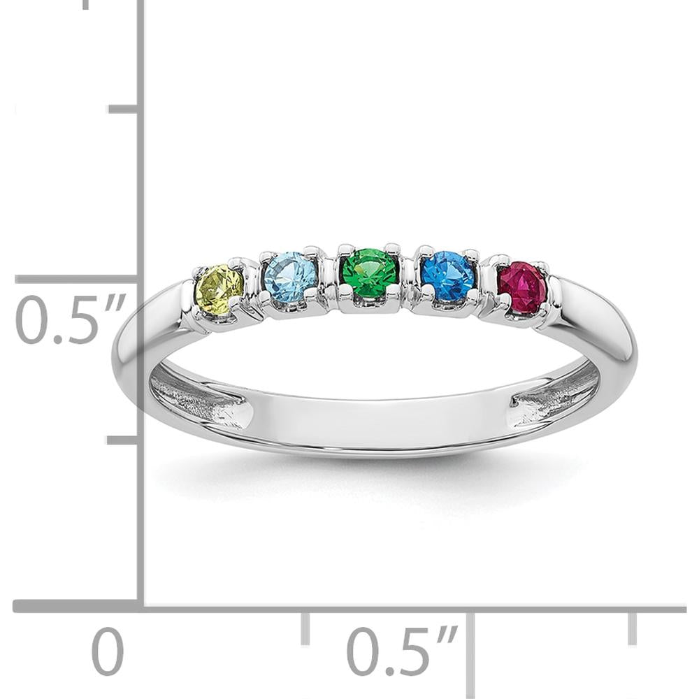 14K White Gold Mother's Ring with Prong Set Sapphire, Ruby, Emerald, Peridot, and Citrine Stones by Oro Pregiato