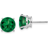 14K White Gold Mount St. Helens Round Stud Earrings with Faceted Green Helenite - 2.75 Carat Total Gem Weight by Monteluci Fine Jewelry