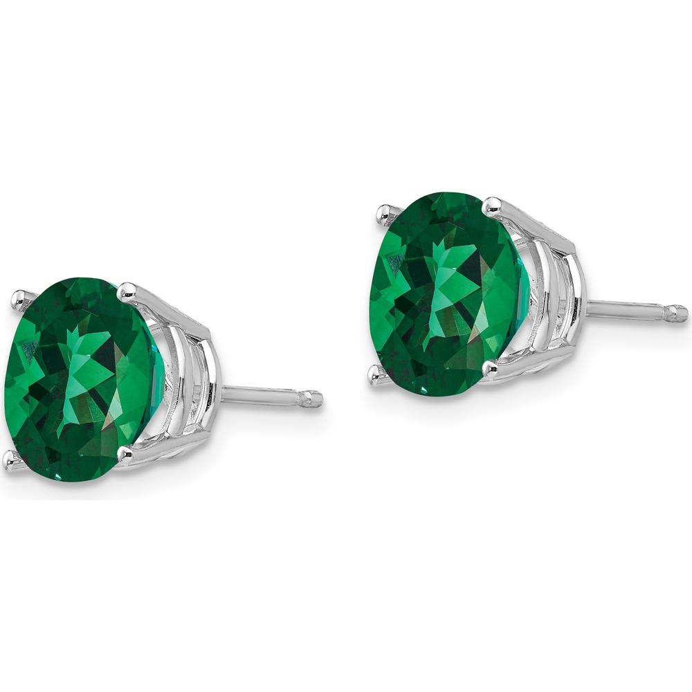 14K White Gold Mount St. Helens Round Stud Earrings with Faceted Green Helenite - 2.75 Carat Total Gem Weight by Monteluci Fine Jewelry