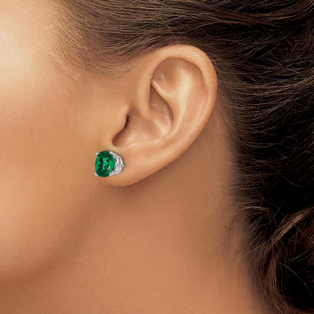 14K White Gold Mount St. Helens Round Stud Earrings with Faceted Green Helenite - 2.75 Carat Total Gem Weight by Monteluci Fine Jewelry