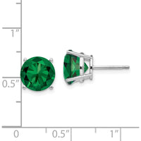 14K White Gold Mount St. Helens Round Stud Earrings with Faceted Green Helenite - 2.75 Carat Total Gem Weight by Monteluci Fine Jewelry