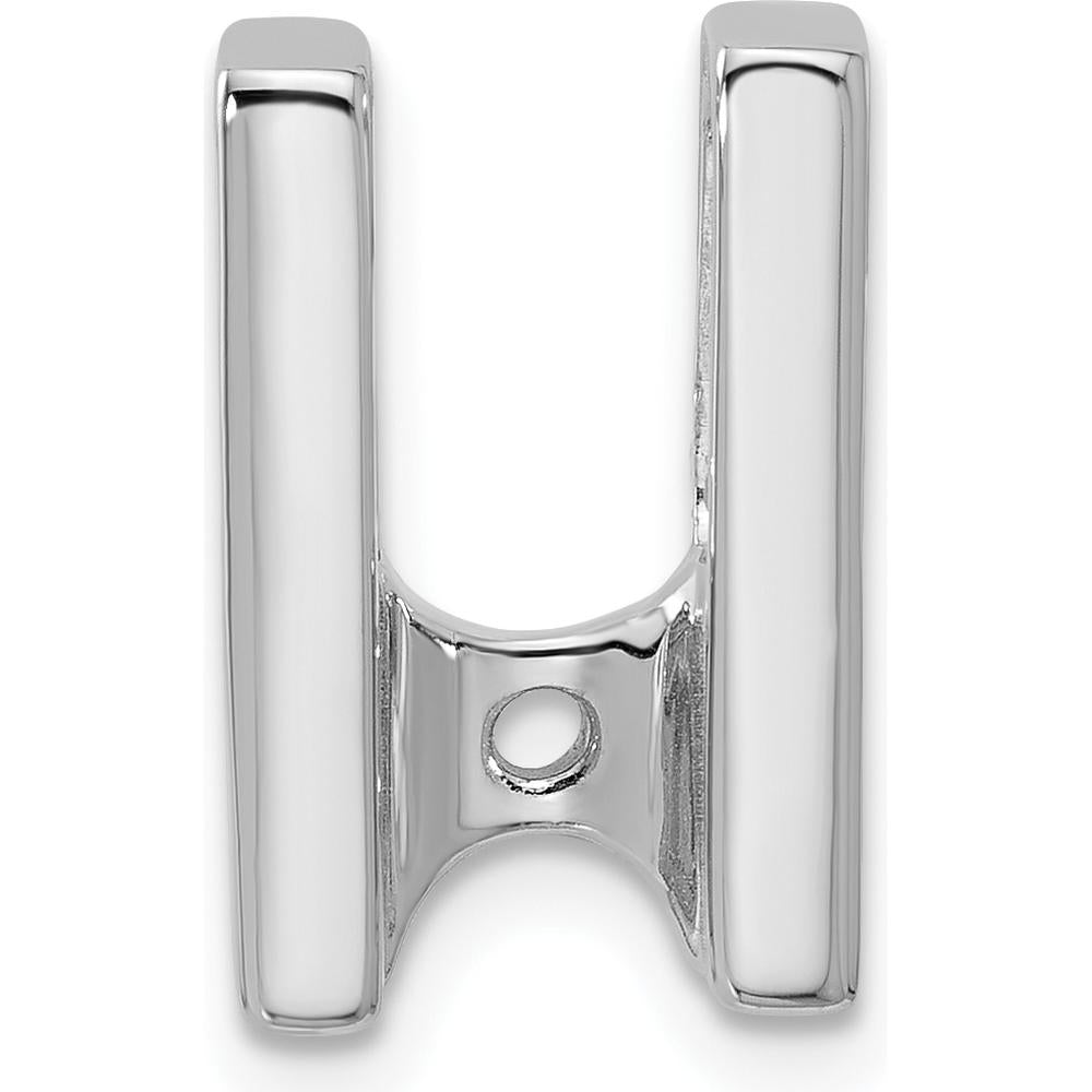 14K White Gold Mounting for 5.25mm Stone, Fits Up to 6mm Omega Chain - Rhodium Plated, 18mm Length by Oro Pregiato