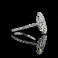 14K White Gold Moval Cut Lab Diamond Hidden Halo Ring with Micro-Pavé Band - 3.70 Carat Center, 4.67 Carat Total Diamond Weight - Covaloro Fine Jewelry