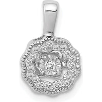 14K White Gold Moving Diamond Halo Pendant with Round Diamonds - 0.024 Carat Total Diamond Weight by Monteluci Fine Jewelry