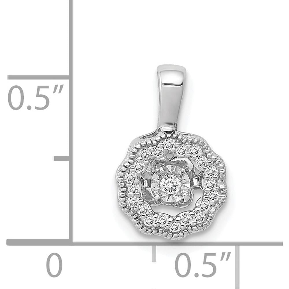 14K White Gold Moving Diamond Halo Pendant with Round Diamonds - 0.024 Carat Total Diamond Weight by Monteluci Fine Jewelry