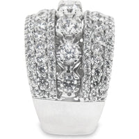 14K White Gold Multi-Row Fashion Ring with Prong-Set Round Diamonds and Milgrain Detail - 3.51 Carat Total Diamond Weight by Auriventus