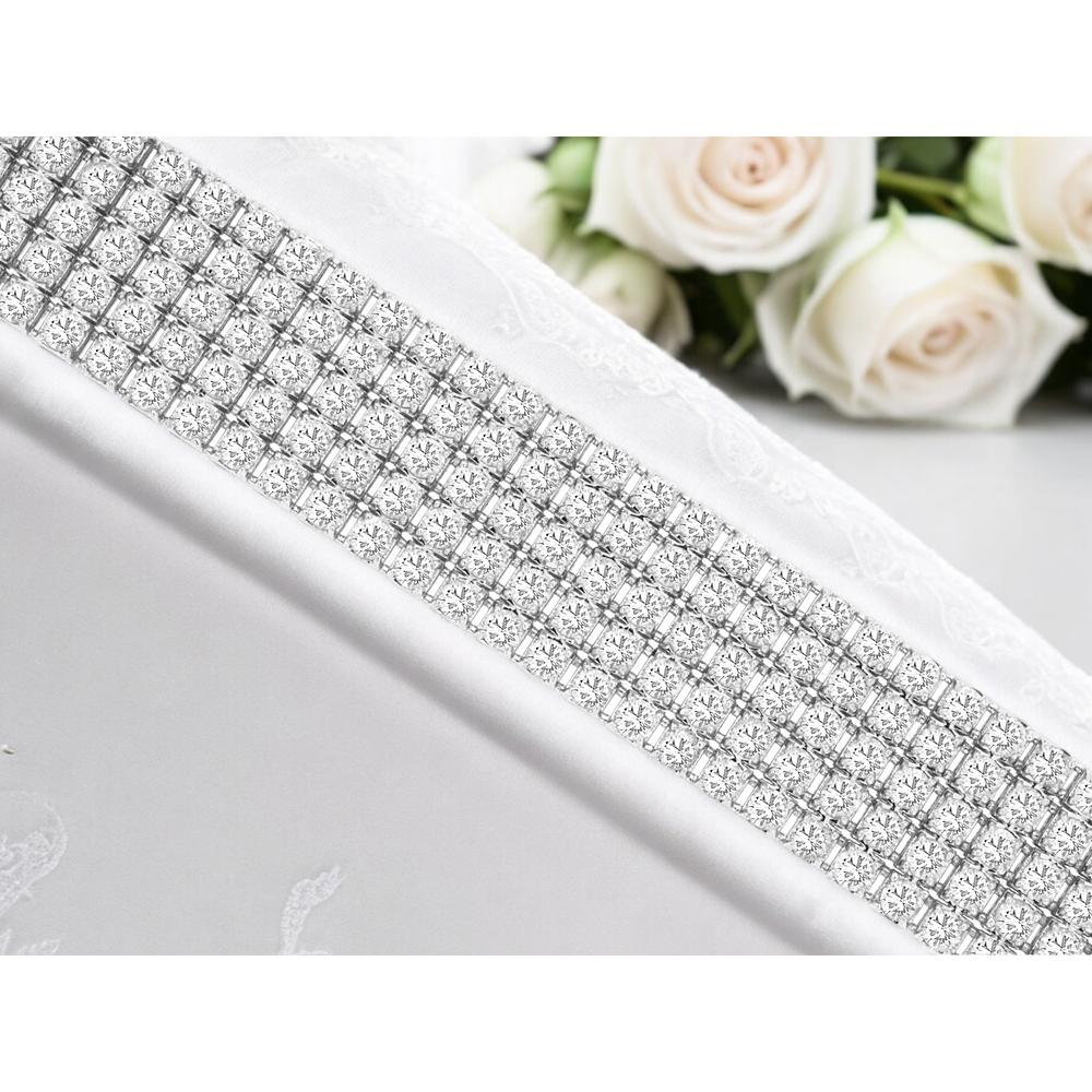 14K White Gold Multi-Row Tennis Bracelet with Round Diamonds - 6.50 Carat Total Diamond Weight - Royal Jewelry