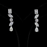 14K White Gold Multi-Shape Drop Earrings with Emerald, Marquise, Round, and Pear Lab Diamonds - 7.14 Carat Total Weight - Covaloro Fine Jewelry