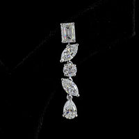 14K White Gold Multi-Shape Drop Earrings with Emerald, Marquise, Round, and Pear Lab Diamonds - 7.14 Carat Total Weight - Covaloro Fine Jewelry