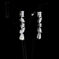 14K White Gold Multi-Shape Drop Earrings with Emerald, Marquise, Round, and Pear Lab Diamonds - 7.14 Carat Total Weight - Covaloro Fine Jewelry