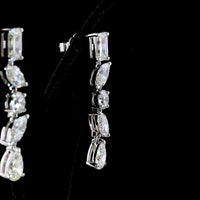 14K White Gold Multi-Shape Drop Earrings with Emerald, Marquise, Round, and Pear Lab Diamonds - 7.14 Carat Total Weight - Covaloro Fine Jewelry