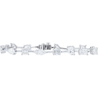14K White Gold Multi-Shape Lab Grown Diamond Station Bracelet with Marquise, Princess, and Pear Cuts - 12.00 Carat Total Diamond Weight