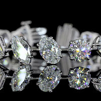 14K White Gold Multi-Shape Station Bracelet with Pear, Round, Emerald, and Oval Lab Diamonds - 21.62 Carat Total Weight - Covaloro Fine Jewelry