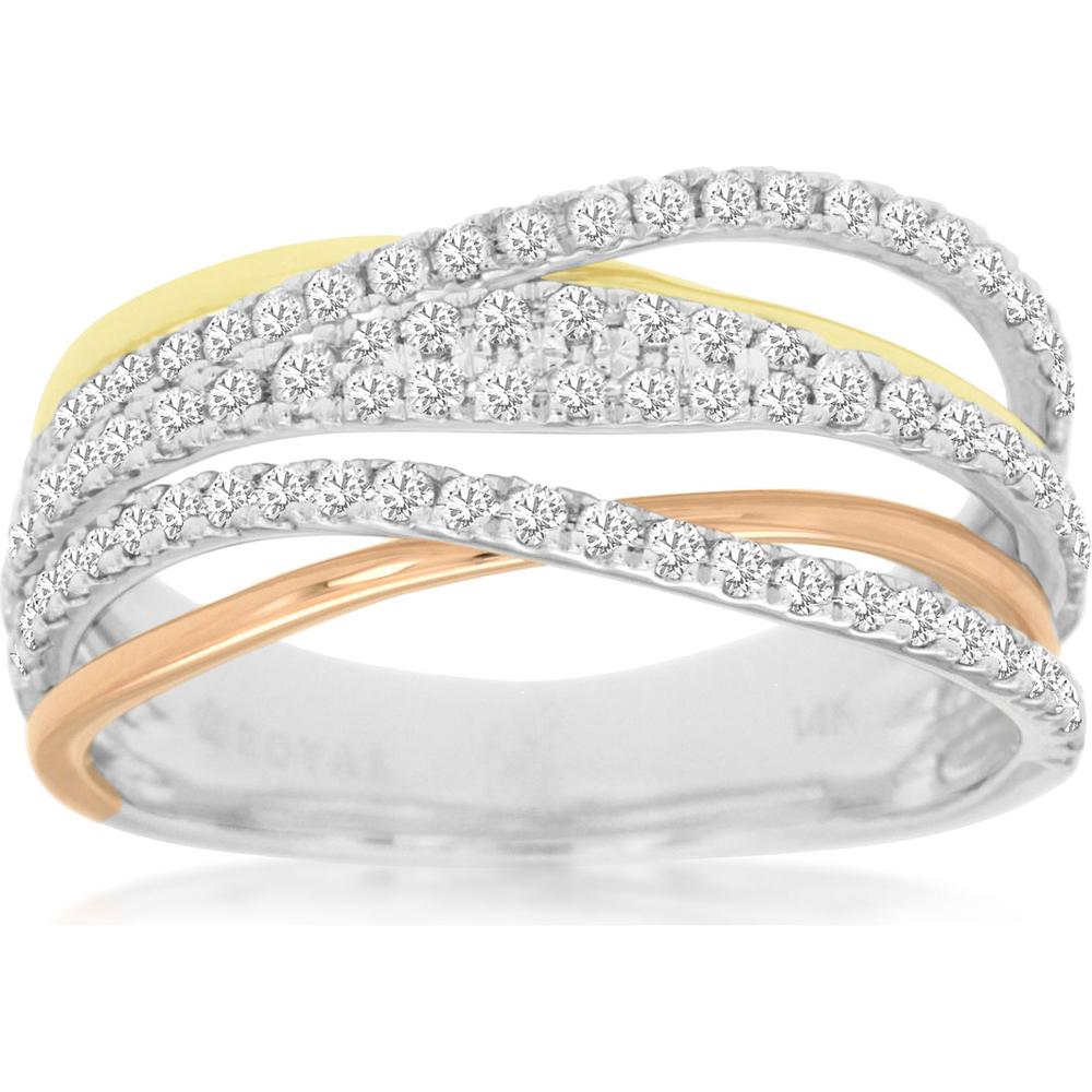 14K White Gold Multi-Tone Diamond Ring with 0.57 Carat Total Weight in Round Diamonds