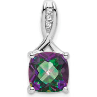 14K White Gold Mystic Fire Topaz and Diamond Pendant - 2.9 Carat Topaz, 0.018 Carat Diamond Weight by Lumare Gioia