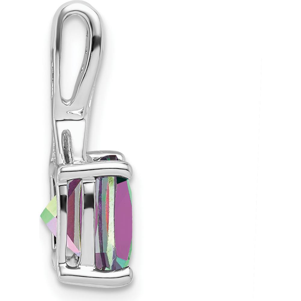 14K White Gold Mystic Fire Topaz and Diamond Pendant - 2.9 Carat Topaz, 0.018 Carat Diamond Weight by Lumare Gioia