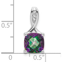 14K White Gold Mystic Fire Topaz and Diamond Pendant - 2.9 Carat Topaz, 0.018 Carat Diamond Weight by Lumare Gioia