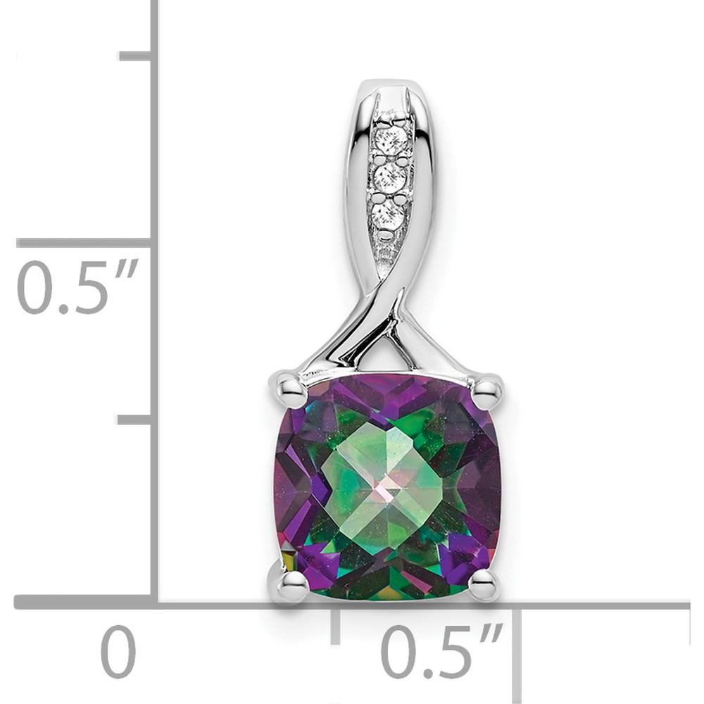 14K White Gold Mystic Fire Topaz and Diamond Pendant - 2.9 Carat Topaz, 0.018 Carat Diamond Weight by Lumare Gioia