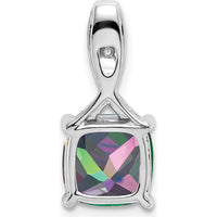 14K White Gold Mystic Fire Topaz and Diamond Pendant - 2.9 Carat Topaz, 0.018 Carat Diamond Weight by Lumare Gioia