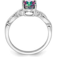 14K White Gold Mystic Fire Topaz and Diamond Ring with Oval Topaz - 1.6 Carat Total Weight by 0