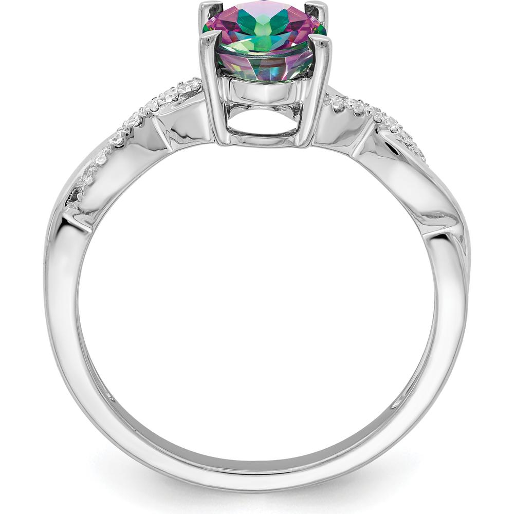 14K White Gold Mystic Fire Topaz and Diamond Ring with Oval Topaz - 1.6 Carat Total Weight by 0