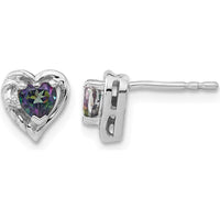 14K White Gold Mystic Fire Topaz Heart Earrings with Diamond Accent - 1.00 Carat Total Topaz Weight by Monteluci Fine Jewelry