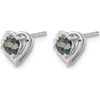 14K White Gold Mystic Fire Topaz Heart Earrings with Diamond Accent - 1.00 Carat Total Topaz Weight by Monteluci Fine Jewelry