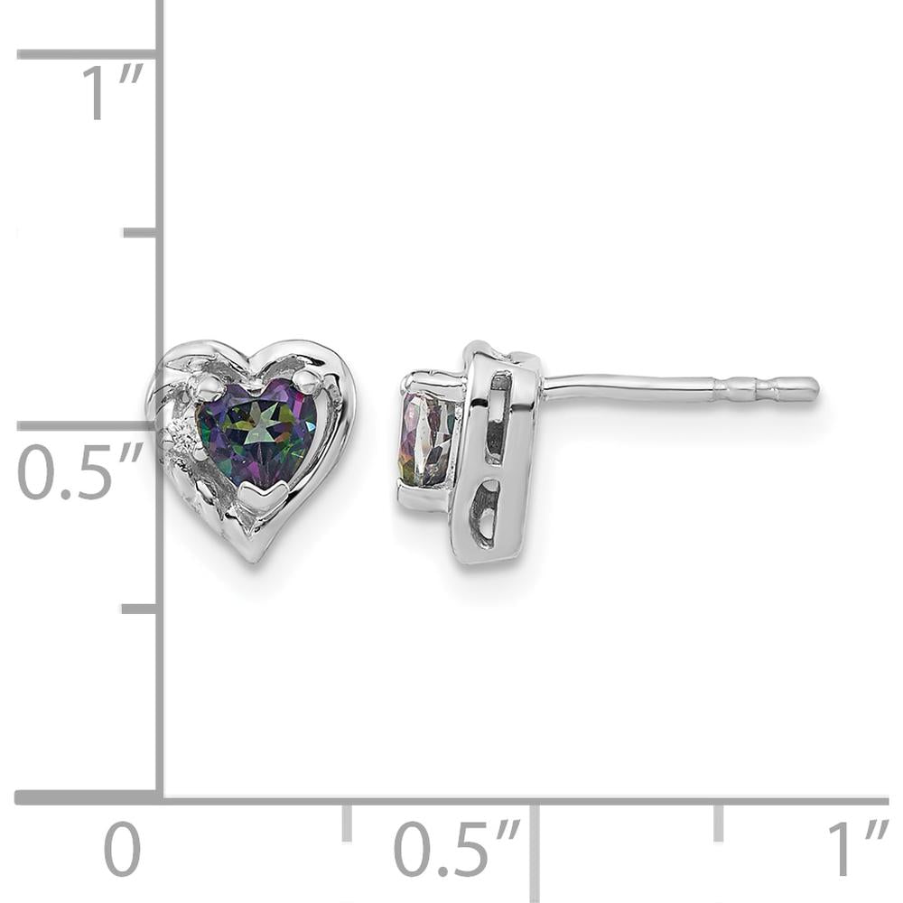 14K White Gold Mystic Fire Topaz Heart Earrings with Diamond Accent - 1.00 Carat Total Topaz Weight by Monteluci Fine Jewelry