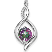 14K White Gold Mystic Fire Topaz Pendant with Round Diamonds - 1.05 Carat Mystic Fire Topaz, 0.04 Carat Total Diamond Weight by Lumare Gioia