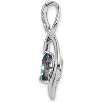 14K White Gold Mystic Fire Topaz Pendant with Round Diamonds - 1.05 Carat Mystic Fire Topaz, 0.04 Carat Total Diamond Weight by Lumare Gioia