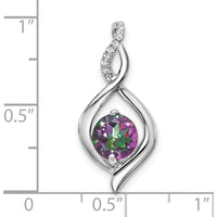 14K White Gold Mystic Fire Topaz Pendant with Round Diamonds - 1.05 Carat Mystic Fire Topaz, 0.04 Carat Total Diamond Weight by Lumare Gioia