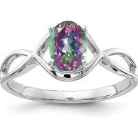 14K White Gold Mystic Fire Topaz Ring - 1.05 Carat Oval Faceted Topaz by Monteluci Fine Jewelry