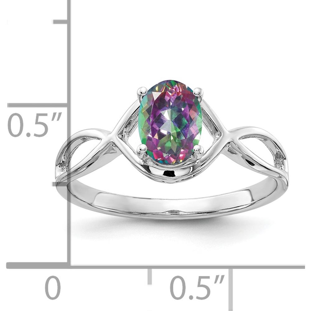 14K White Gold Mystic Fire Topaz Ring - 1.05 Carat Oval Faceted Topaz by Monteluci Fine Jewelry