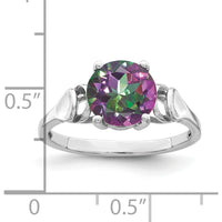 14K White Gold Mystic Fire Topaz Ring - 2.5 Carat Faceted Round Gemstone by Monteluci Fine Jewelry