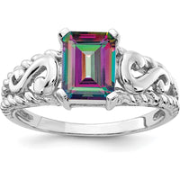 14K White Gold Mystic Topaz Ring - 0.9 Carat Mystic Fire Topaz, Octagon Cut by Monteluci Fine Jewelry