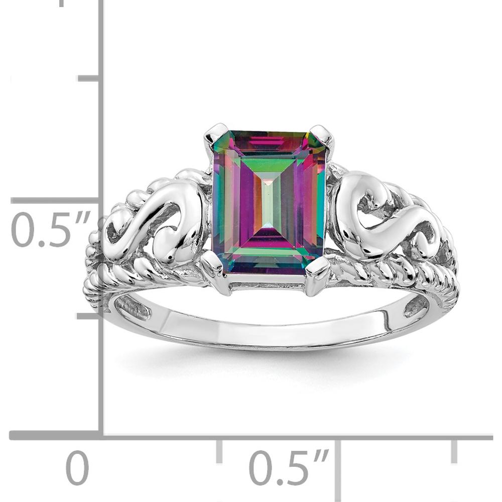 14K White Gold Mystic Topaz Ring - 0.9 Carat Mystic Fire Topaz, Octagon Cut by Monteluci Fine Jewelry