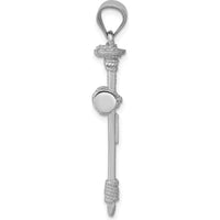 14K White Gold Nail Cross Pendant with Rope Detailing - Rhodium Plated by Oro Pregiato