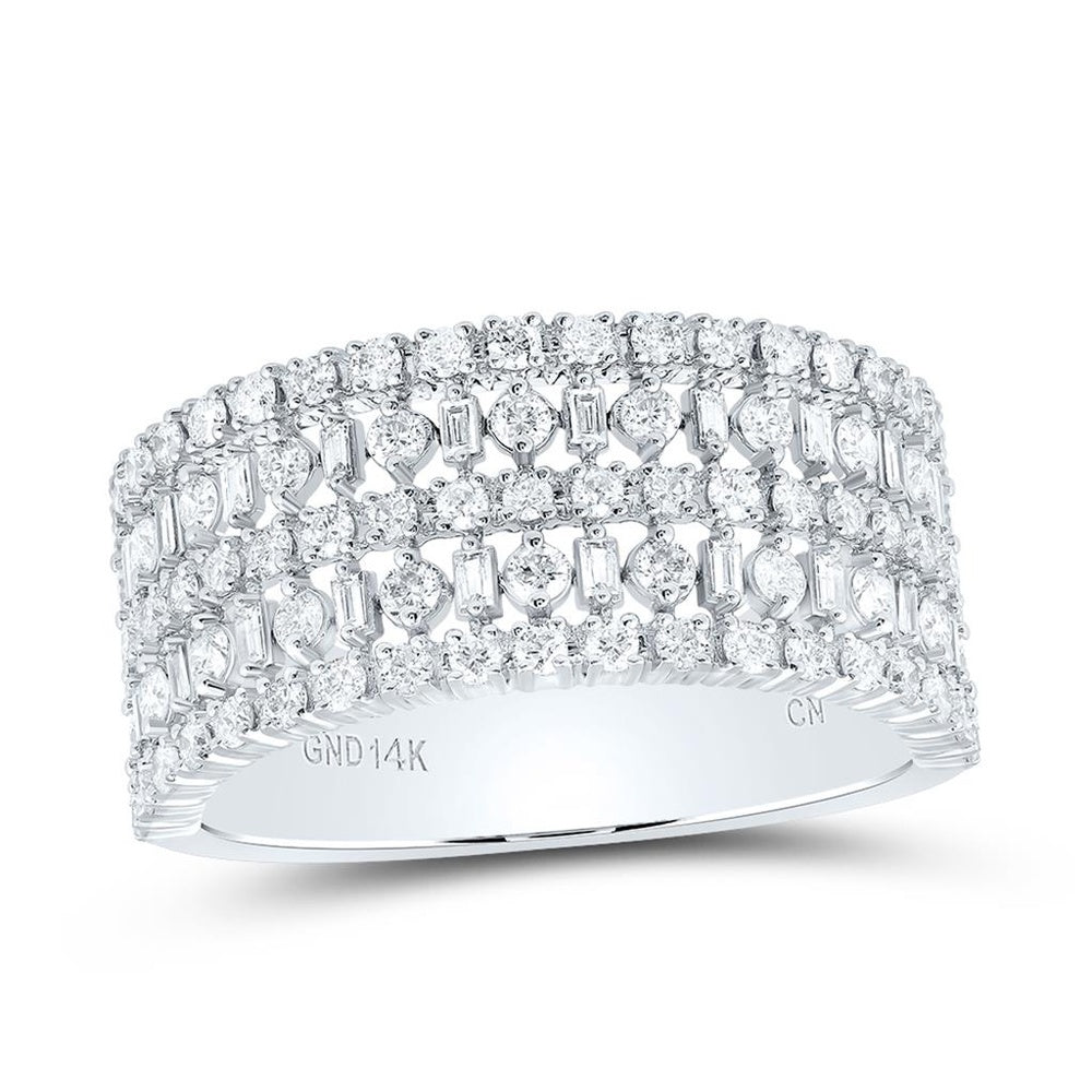 14K White Gold Natural Diamond Band - 1 Carat Total Diamond Weight