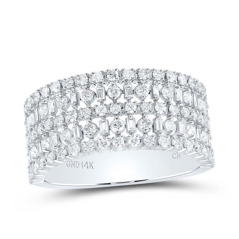 14K White Gold Natural Diamond Band - 1 Carat Total Diamond Weight