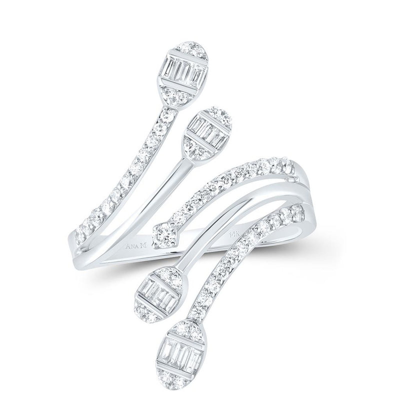 14K White Gold Natural Diamond - Ring - 5/8 Carat Total Diamond Weight