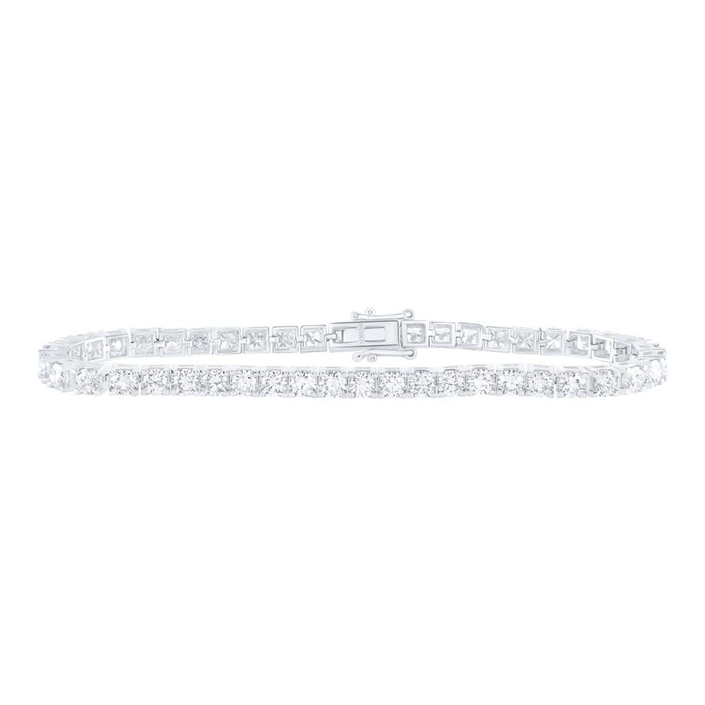 14K White Gold Natural Diamond Tennis Bracelet(7 Inch) - 8 Carat Total Diamond Weight