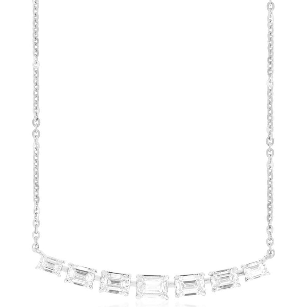 14K White Gold Necklace with 1.20 Carat Emerald Cut Diamonds