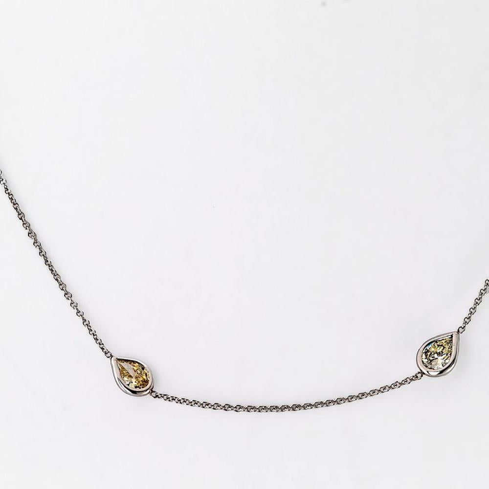 14K White Gold Necklace with Marquise Diamonds - 3.1 Carats Total Diamond Weight