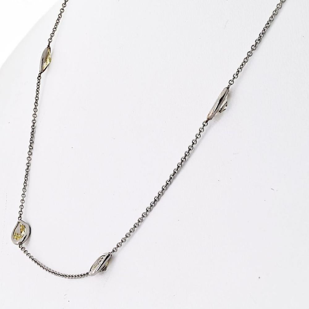 14K White Gold Necklace with Marquise Diamonds - 3.1 Carats Total Diamond Weight